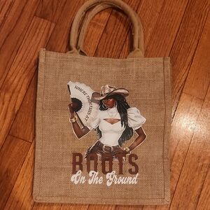 Chic Tan Tote with Western Graphic